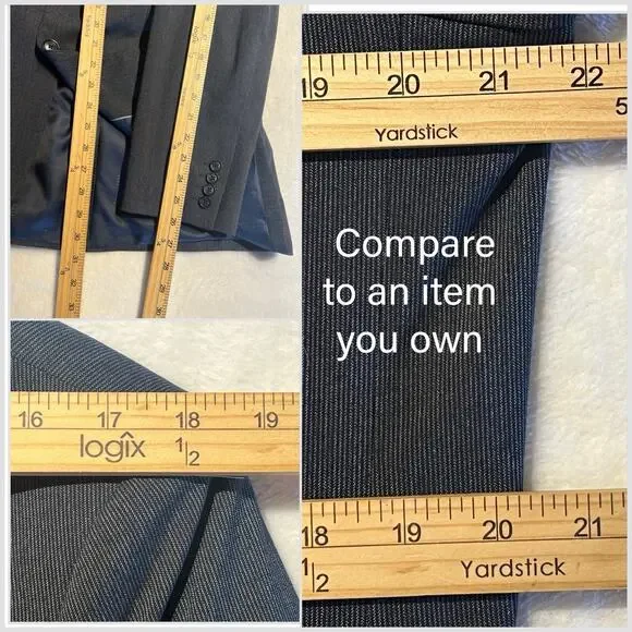 Perry Ellis 3 Piece Suit 44R 38x31.5 Navy Blue and White Textured Look - Picture 10 of 16